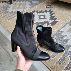 Thierry Rabotin Black Suede Zippered Booties